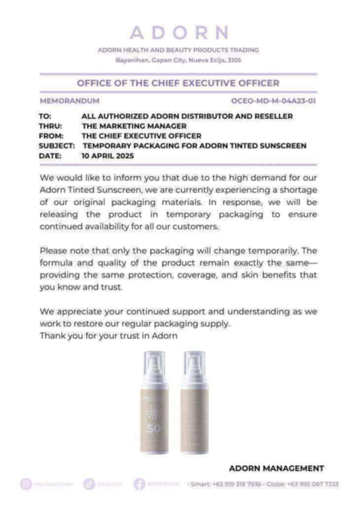 Adorn Premium Tinted Sunscreen SPF50 PA+++ 50g