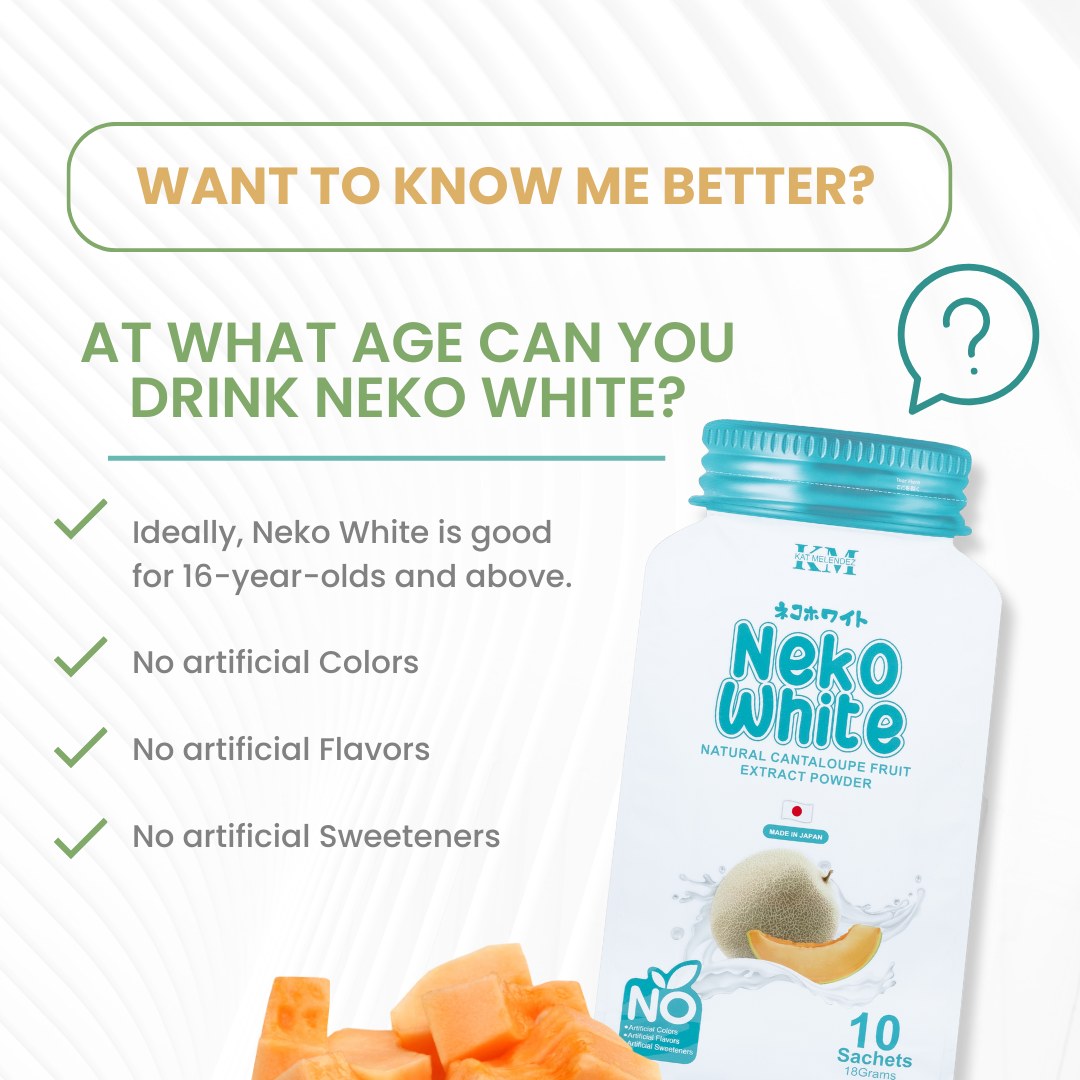 Neko White (Glutathione + Collagen ) Cantaloupe Fruit Extract Powder 10 Sachets x 18g
