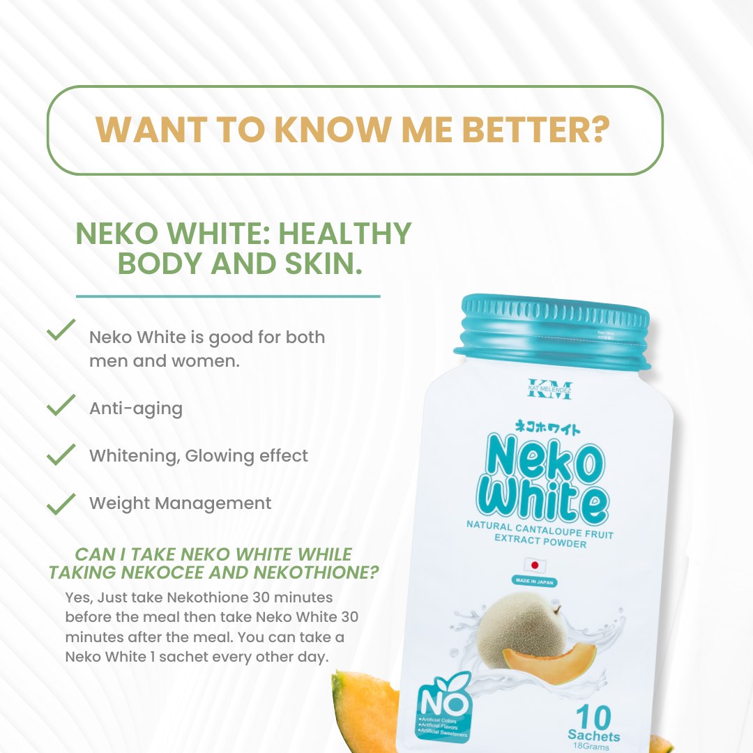 Neko White (Glutathione + Collagen ) Cantaloupe Fruit Extract Powder 10 Sachets x 18g