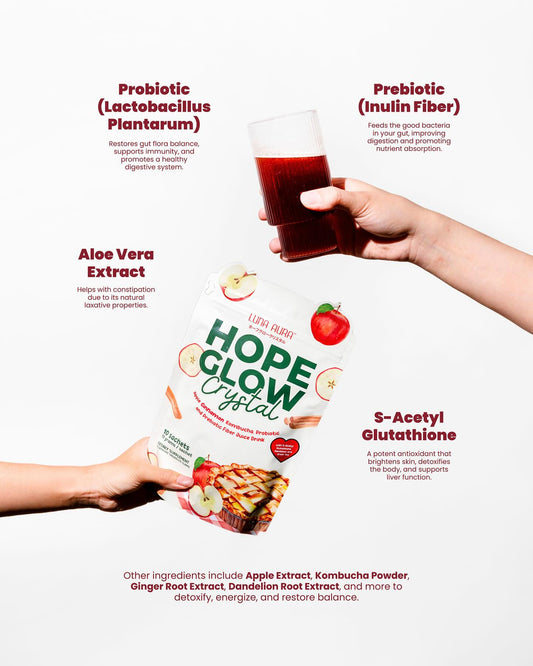 LUNA AURA Hope Glow Crystal Fiber Juice Drink (Apple Cinnamon) 10 Sachets