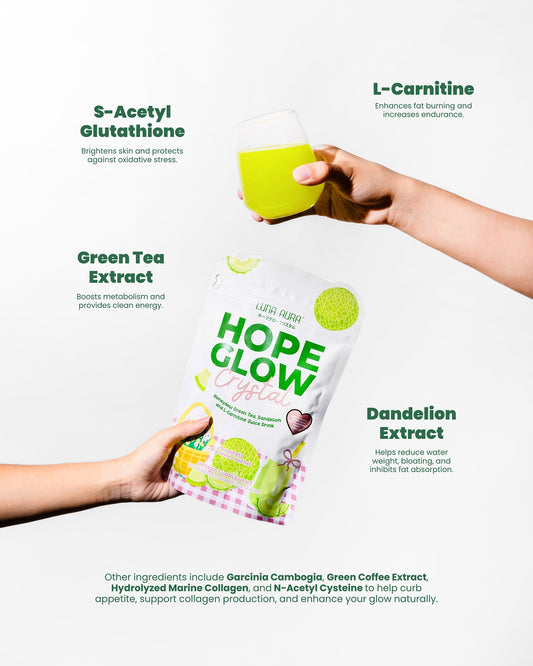 LUNA AURA Hope Glow Crystal L-Carnitine Juice Drink (Honey Dew) 10 Sachets