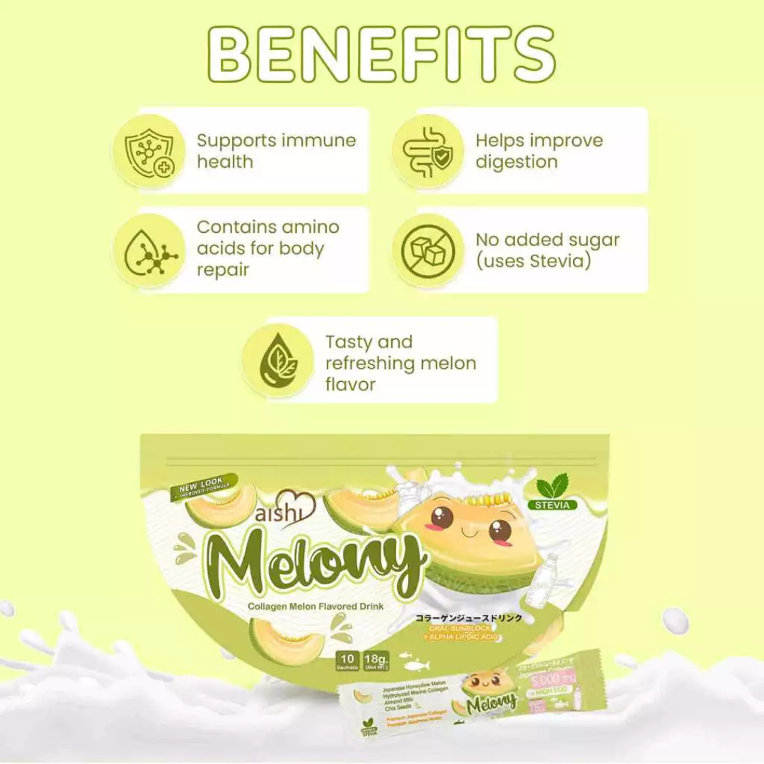 AISHI Melony Collagen Flavored Drink (Melon) - 10 Sachets