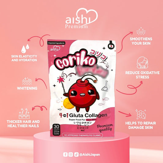Aishi Premium Coriko Bombies 4in1 (Glutathione, Collagen, NAC, Vitamin C) 30 Capsules