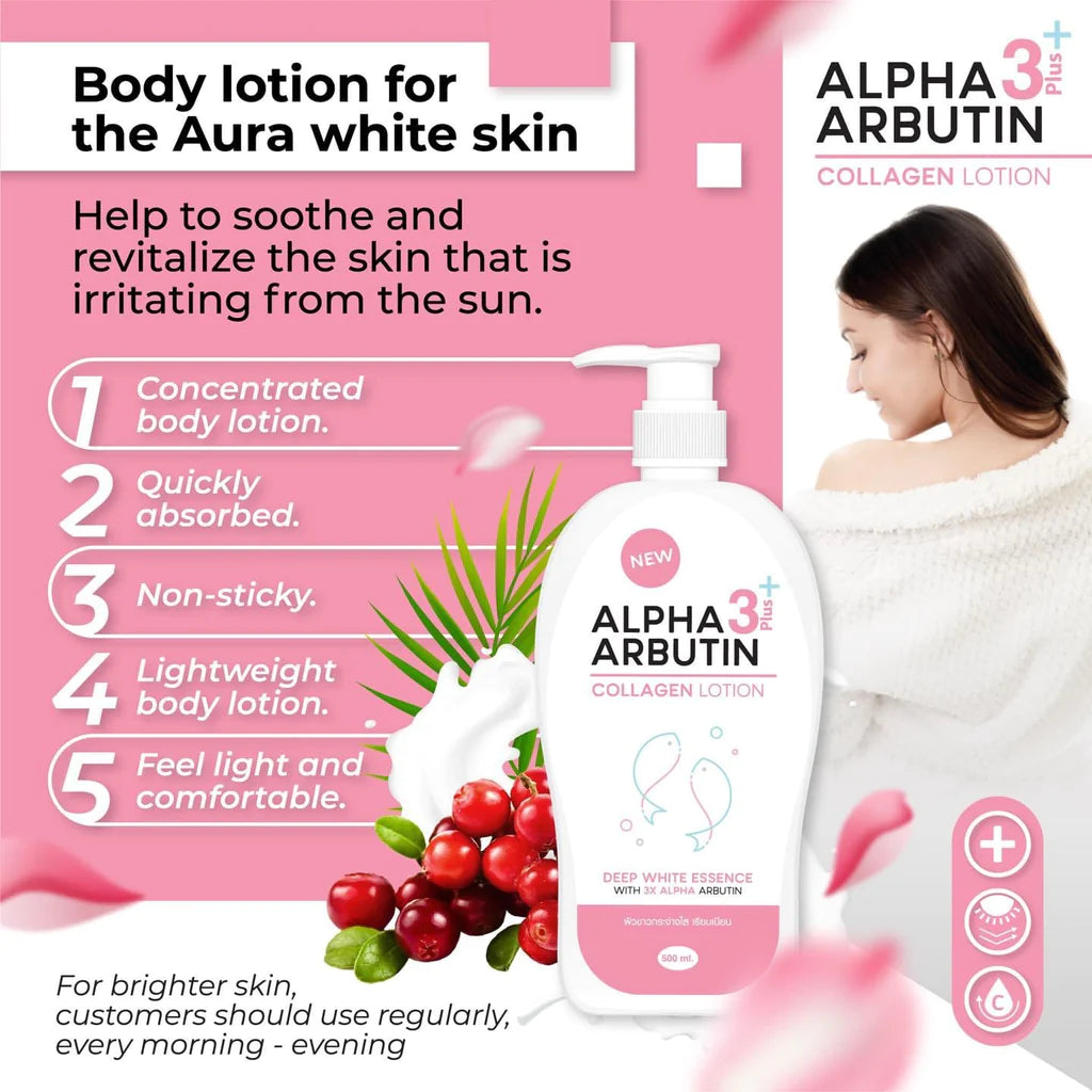 Alpha Arbutin 3+ Plus Collagen Lotion Deep White Essence by Precious Skin Thailand 500mL
