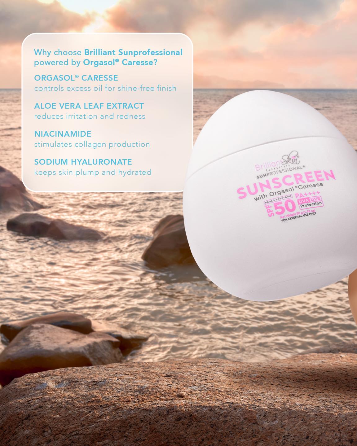 BRILLIANT SKIN ESSENTIALS Sunscreen SPF50 PA++++ (Orgasol Caresse) 50g