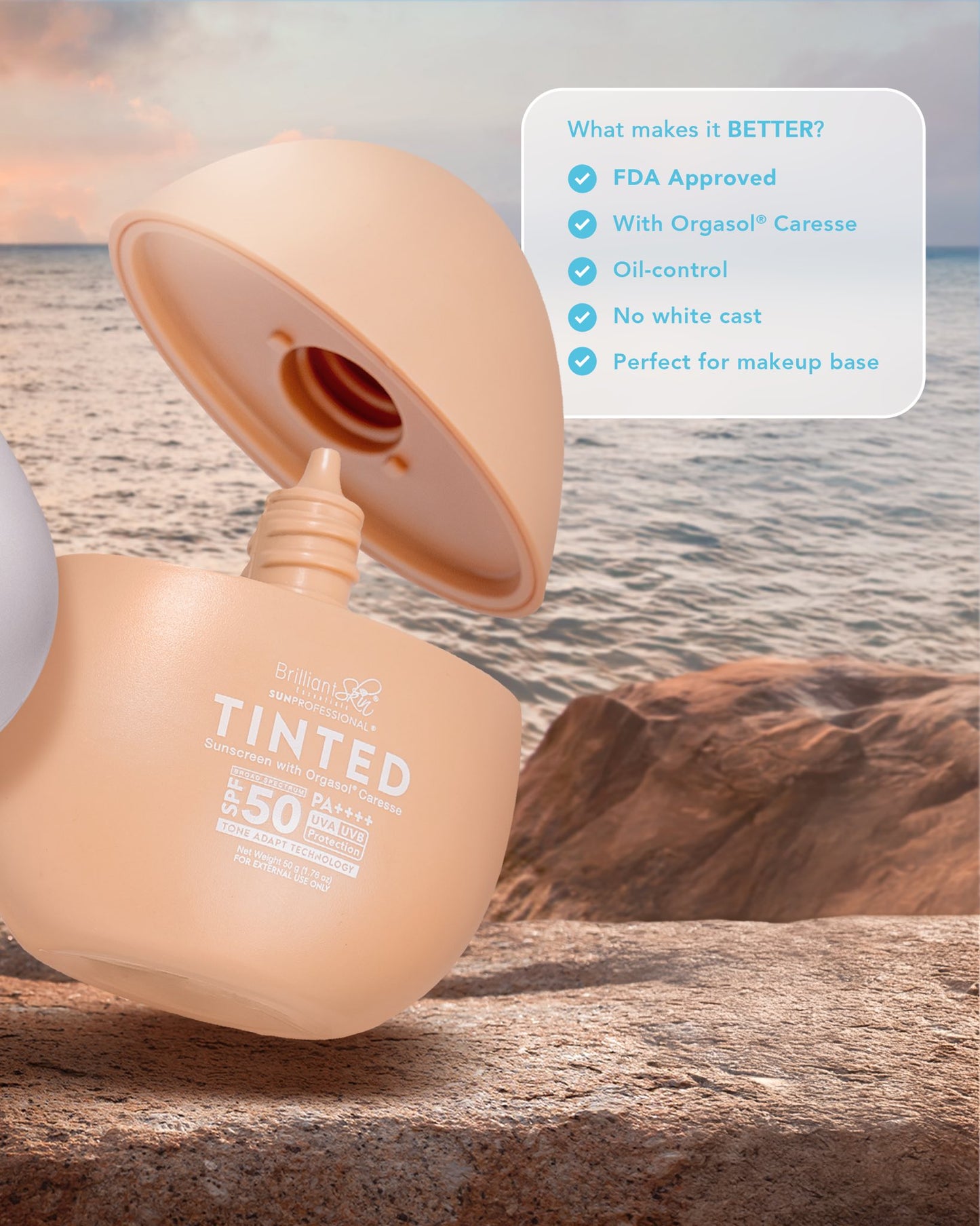 BRILLIANT SKIN ESSENTIALS Tinted Sunscreen SPF50 PA++++ (Orgasol Caresse) 50g