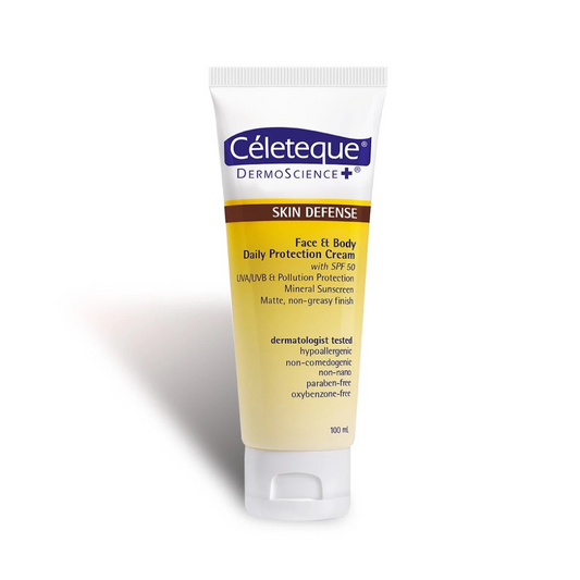 CELETEQUE DermoScience+ Face & Body Daily Protection Cream SPF50 Mineral Sunscreen 100ml