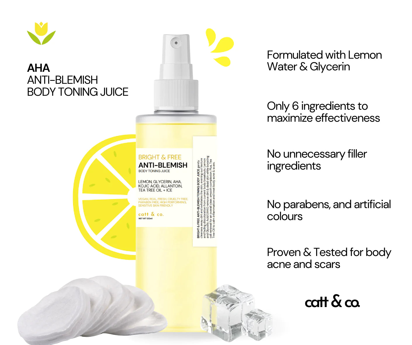 Catt & Co. Bright & Free Anti-Blemish Body Toning Juice 120mL