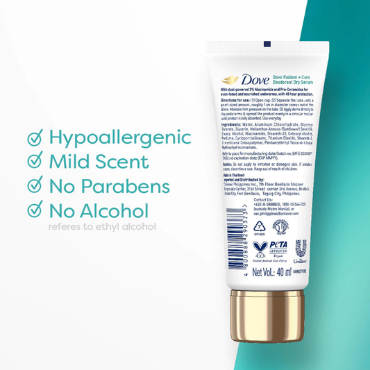 DOVE Radiant + Care Deodorant Dry Serum (Niacinamide + Pro-Ceramides) 40ml