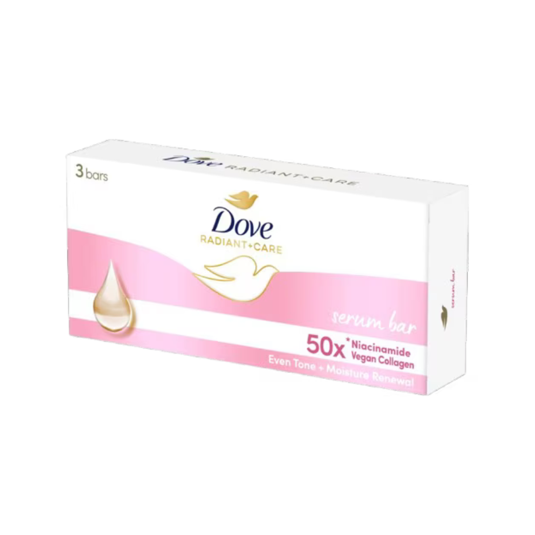 DOVE Radiant + Care Serum Bar Soap (Niacinamide + Vegan Collagen) 3x90g