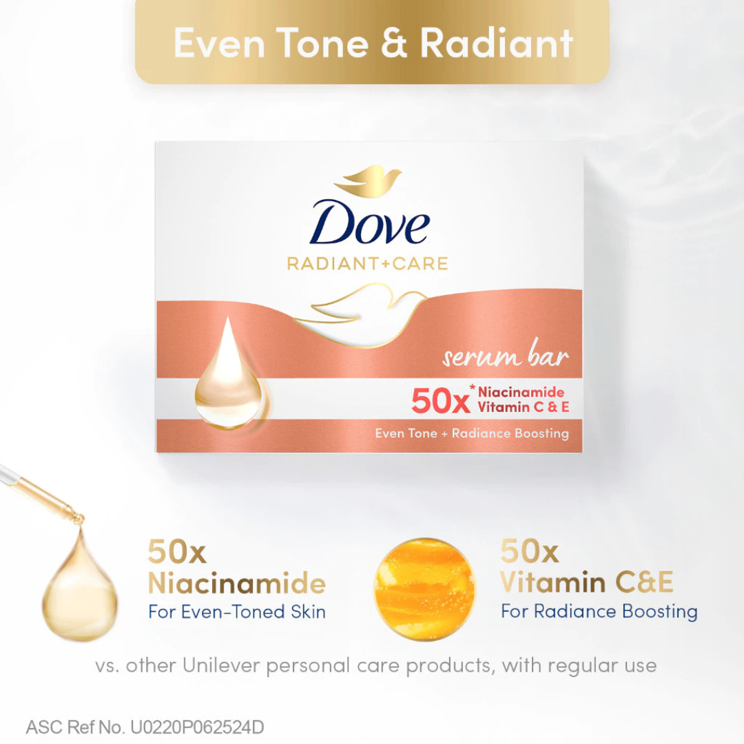 DOVE Radiant + Care Serum Bar Soap (Niacinamide + Vit C&E) 90g