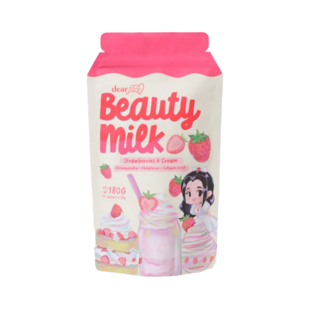 Dear Face Beauty Milk (Strawberries & Cream) Glutathione + Collagen Drink