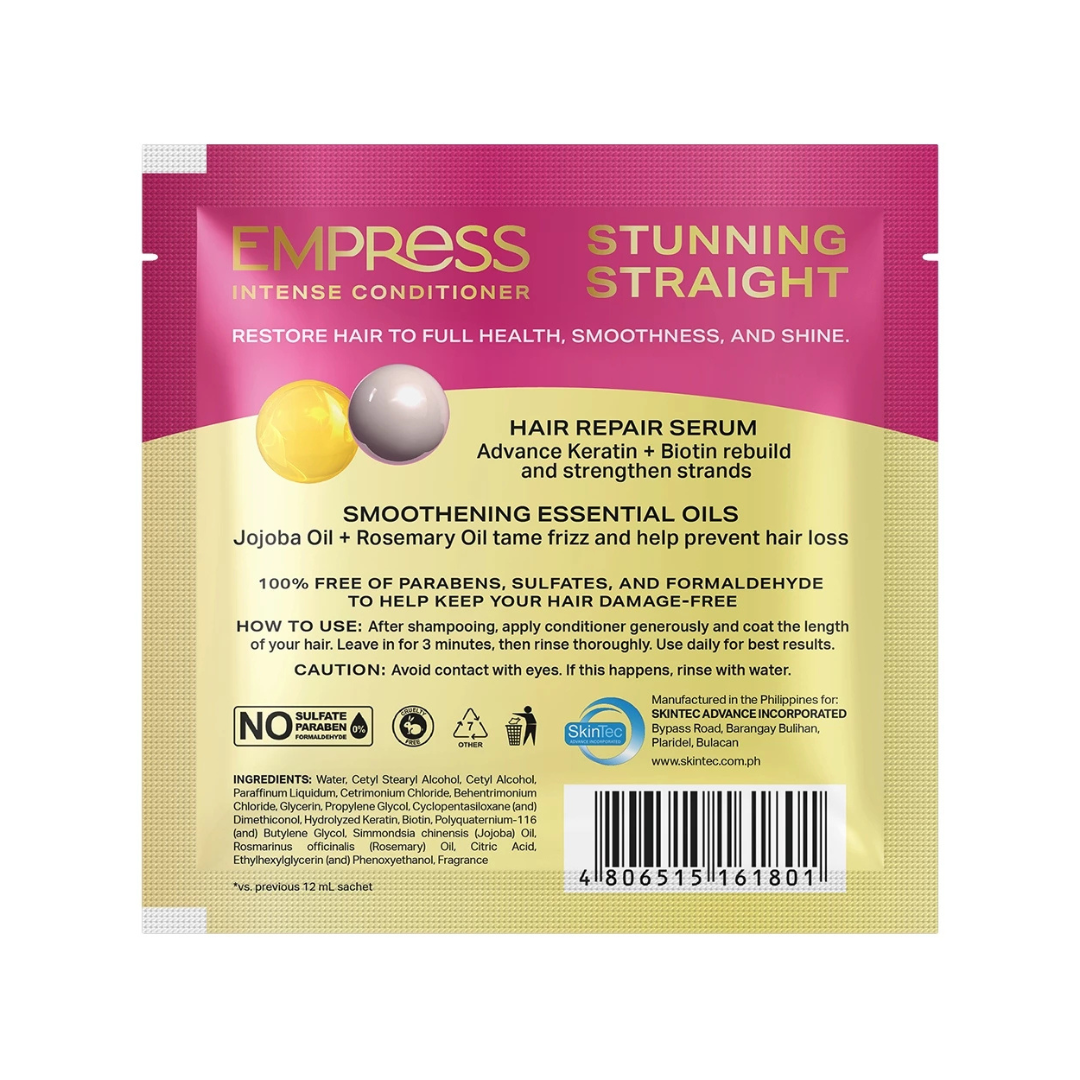 EMPRESS Intense Conditioner (Advance Keratin + Biotin, Stunning Straight) 18ml - 6 Sachets