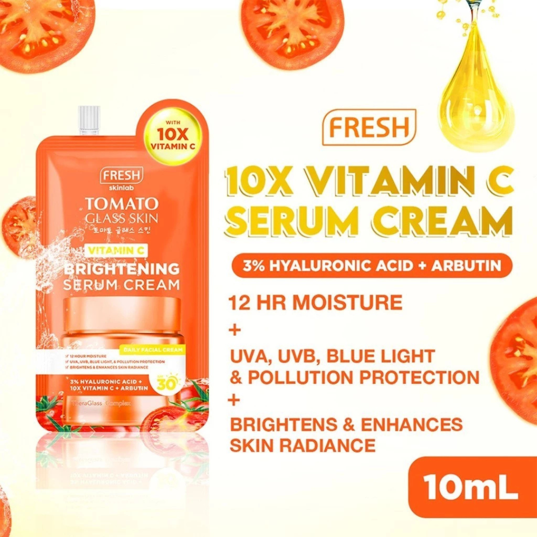 FRESH SKINLAB Tomato Glass Skin Brightening Serum Cream SPF30 (3in1 Vitamin C) 10ml