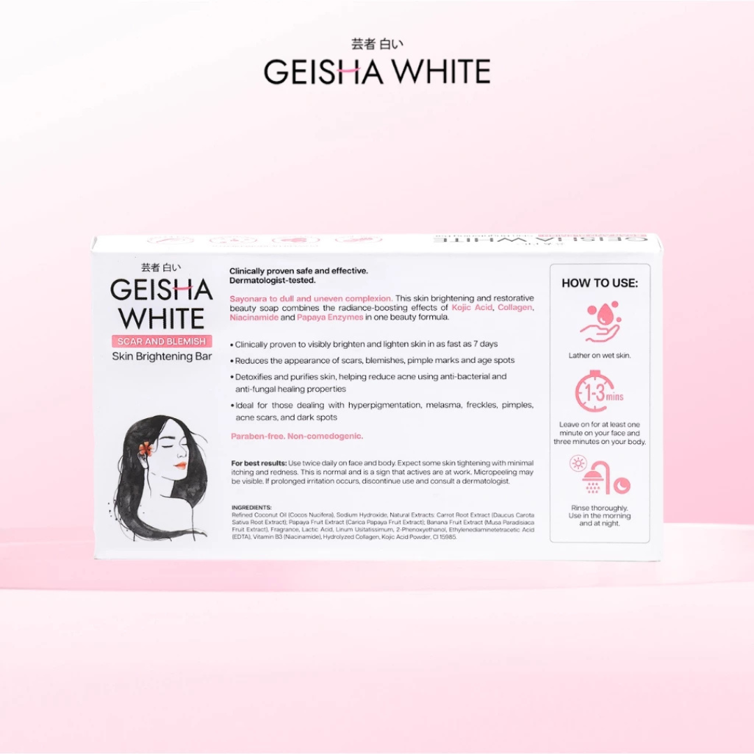 GEISHA WHITE Scar And Blemish Skin Brightening Bar (Classic) 65gx3