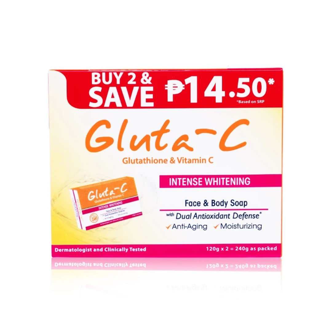 GLUTA-C Intense Whitening Face & Body Soap (Anti-Aging & Moisturizing) 2x120g