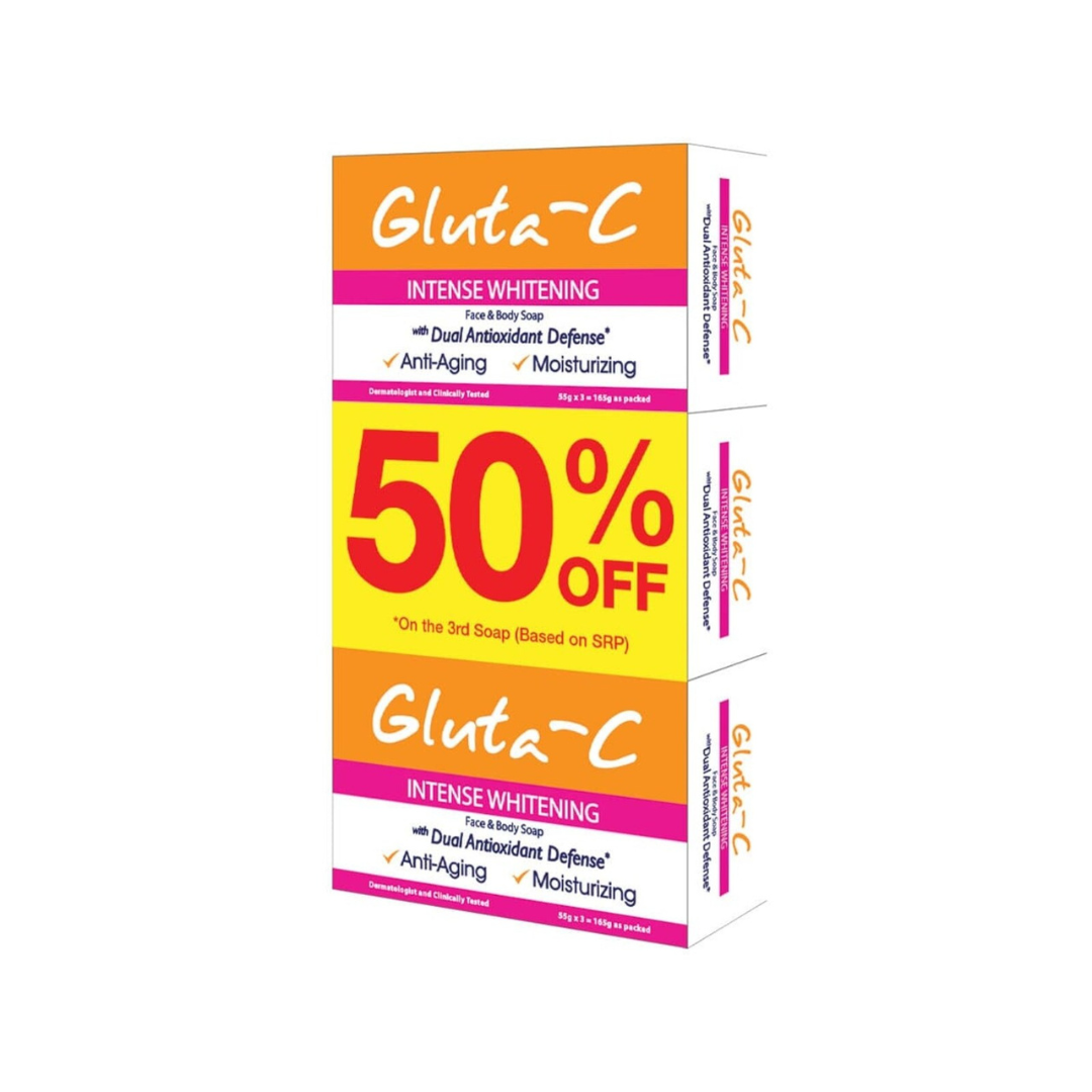 GLUTA-C Intense Whitening Face & Body Soap (Anti-Aging & Moisturizing) 3x55g
