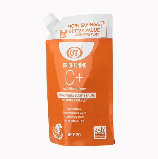 GT COSMETICS Brightening C+ Hydra White Body Serum ( with Glutathione, SPF20) 500ml Refill Pouch