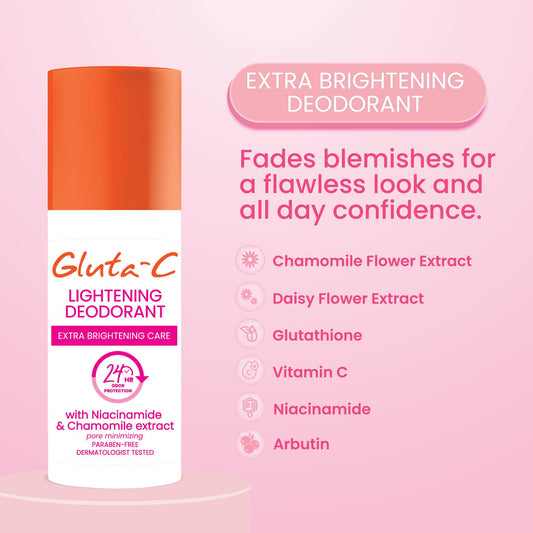 Gluta-C Lightening Deodorant with Niacinamide & Camomile Extract (Extra Brightening Care) Net Vol. 40ml