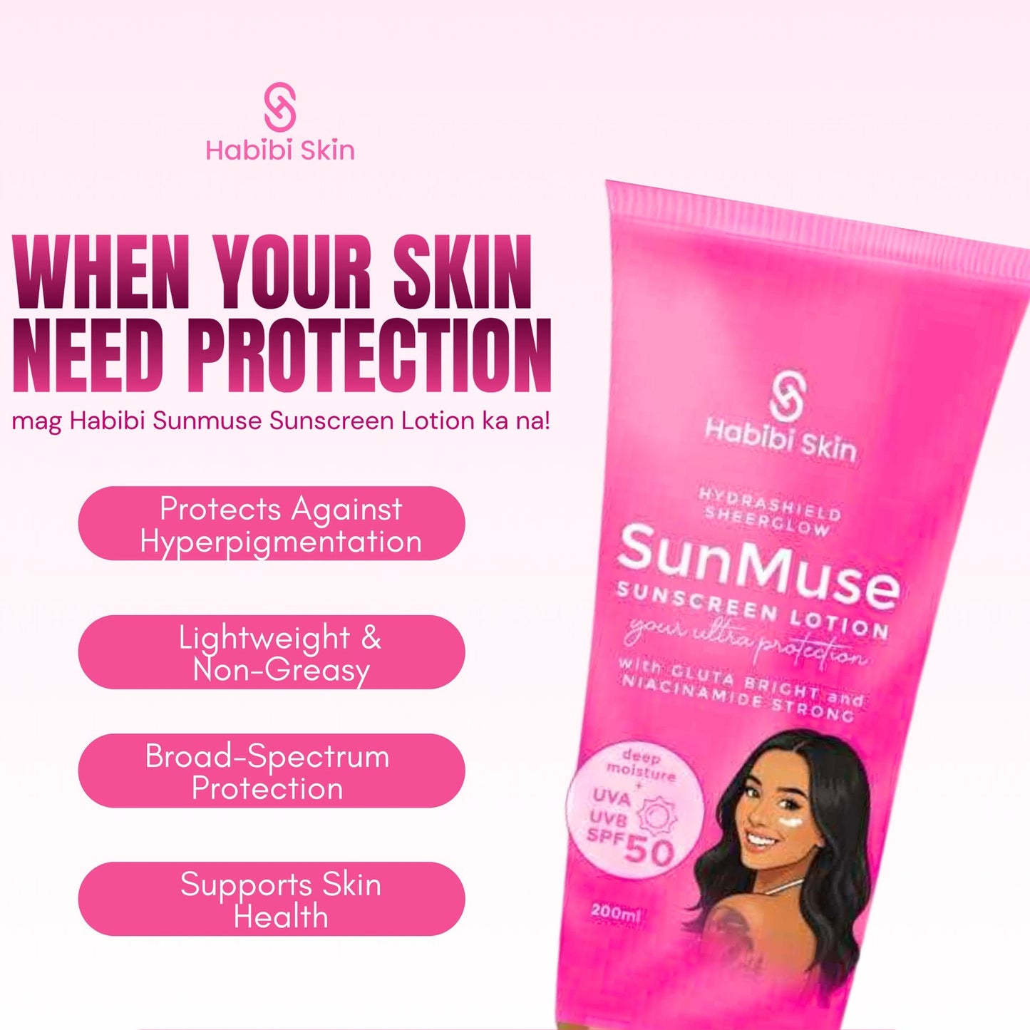 HABIBI SKIN SunMuse Sunscreen Lotion (AVA UVB SPF50) 200ml