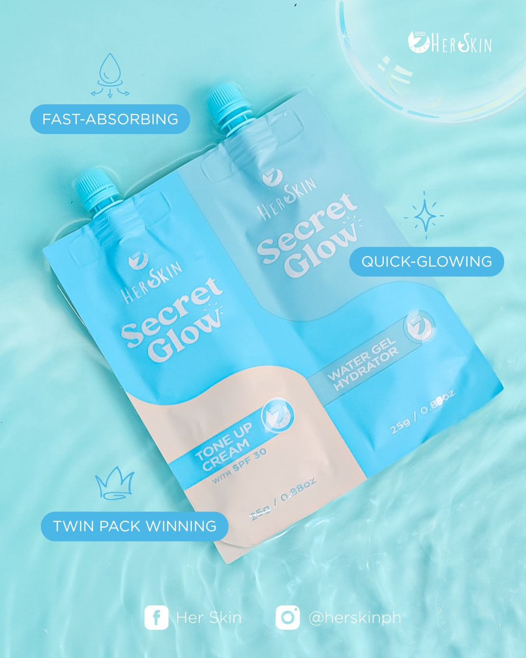 HERSKIN Secret Glow Duo (Tone Up Cream + Water Gel Hydrator) 25g + 25g
