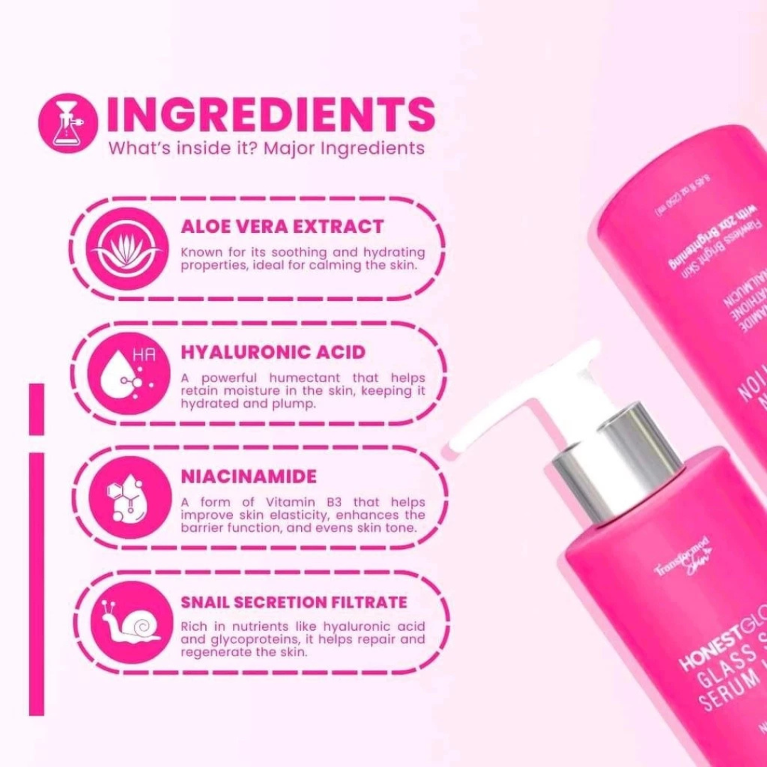 HONEST GLOW Glass Skin Serum Lotion (SPF50 PA+++) by TRANSFORMED SKIN 250ml