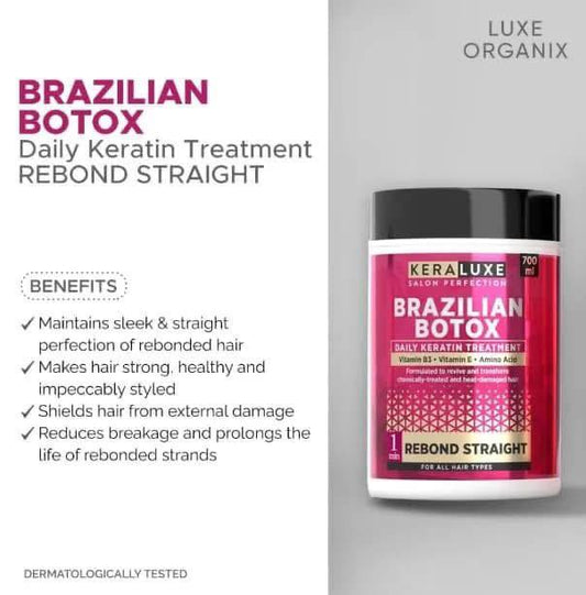 KERALUXE Brazilian Botox Daily Keratin Treatment (Rebond Straight) by Luxe Organix 700ml