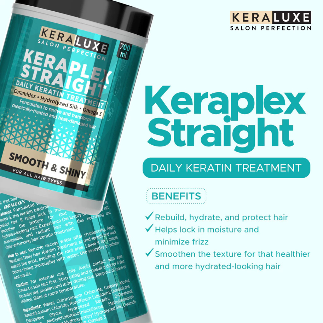 KERALUXE Keraplex Straight Daily Keratin Treatment (Smooth & Shiny) by Luxe Organix 700ml