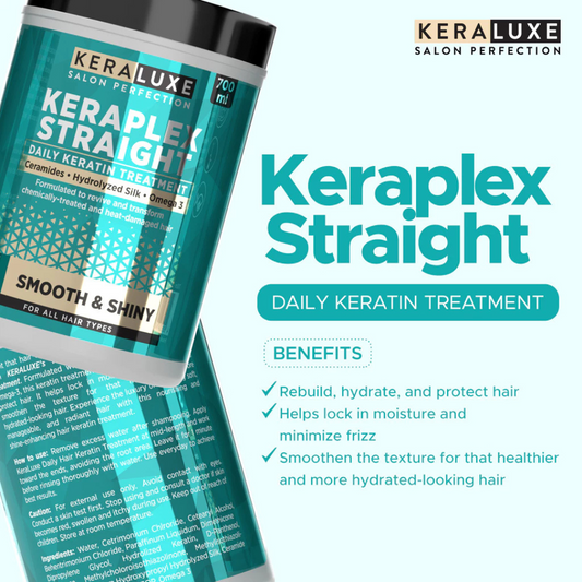 KERALUXE Keraplex Straight Daily Keratin Treatment (Smooth & Shiny) by Luxe Organix 700ml