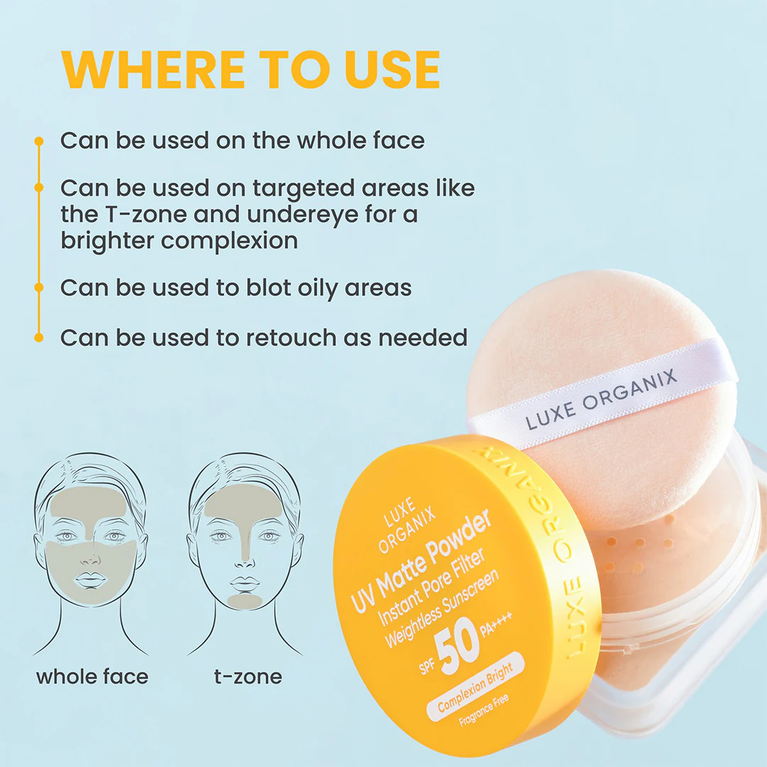LUXE ORGANIX UV Matte Powder Instant Pore Filter SPF50 PA++++ (Complexion Bright) 15g