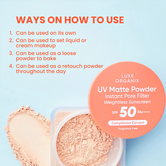 LUXE ORGANIX UV Matte Powder Instant Pore Filter SPF50 PA++++ (Complexion Correction) 15g