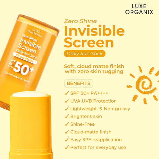 LUXE ORGANIX Zero Shine Invisible Screen Daily Sun Stick (SPF100+ PA++++) 17g