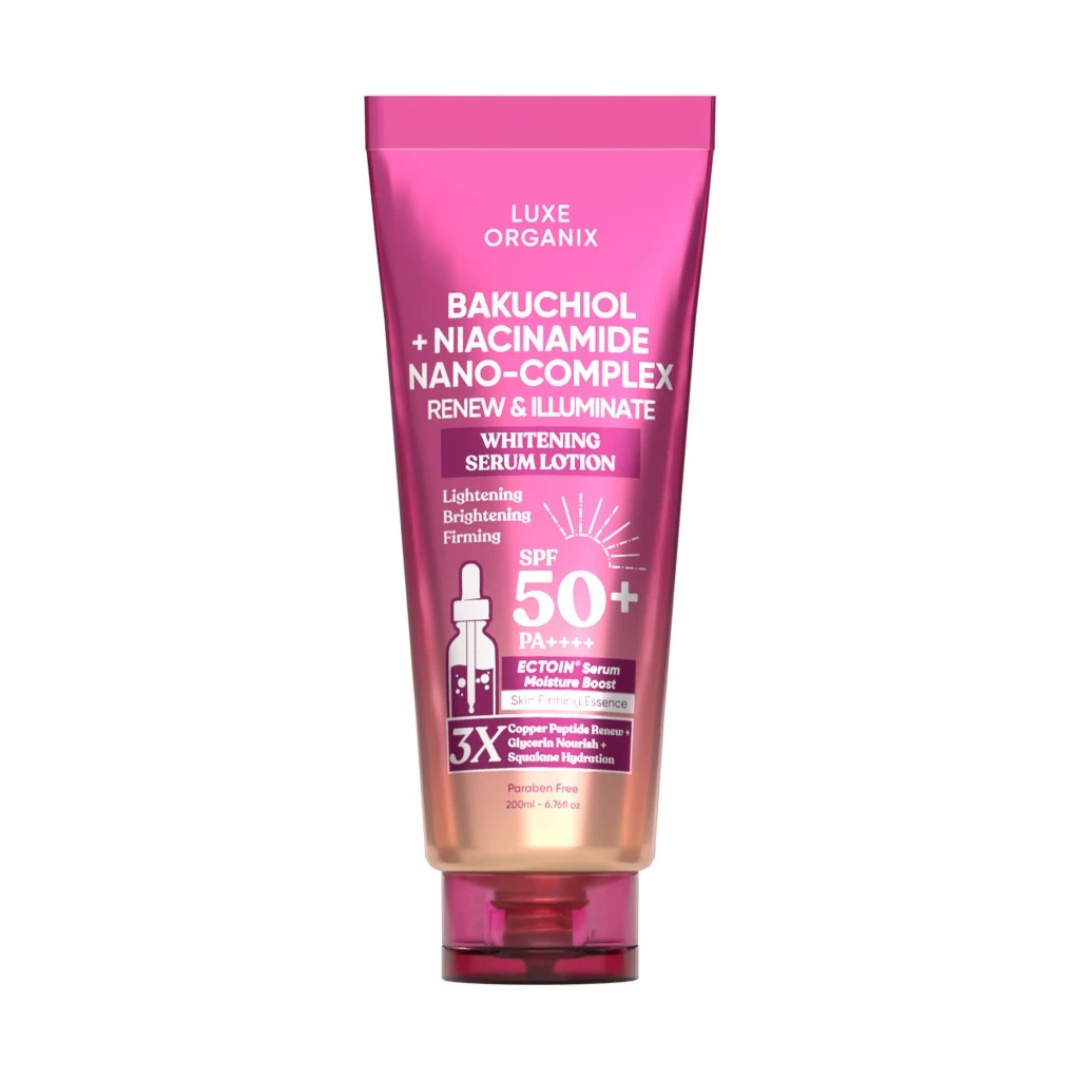 LUXE ORGANIX (Bakuchiol + Niacinamide Nano Complex SPF50+ PA++++) Whitening Serum Lotion 200ml