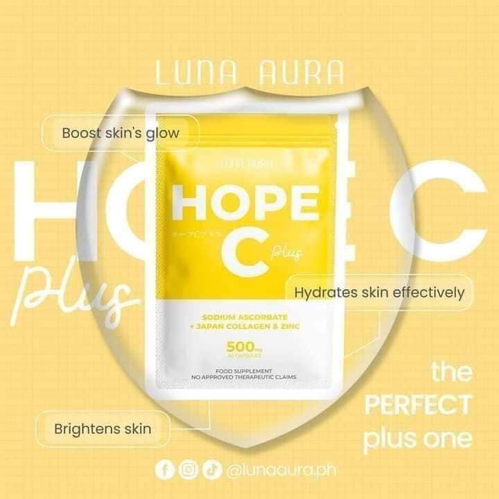 Luna Aura Hope C Plus (Sodium Ascorbate + Japan Collagen & Zinc) 30 Capsules