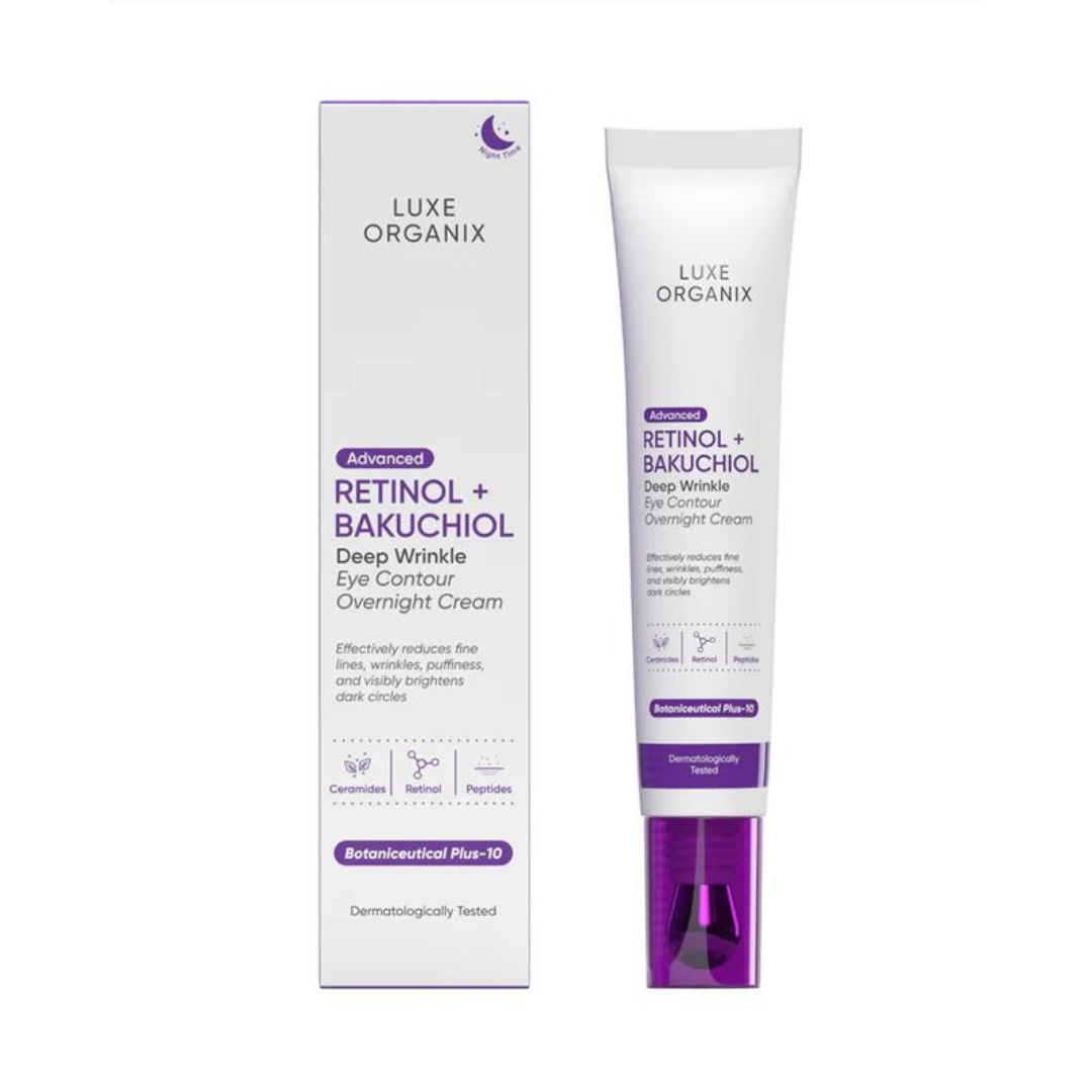 Luxe Organix Advanced Retinol + Bakuchiol Deep Wrinkle Eye Contour Overnight Cream