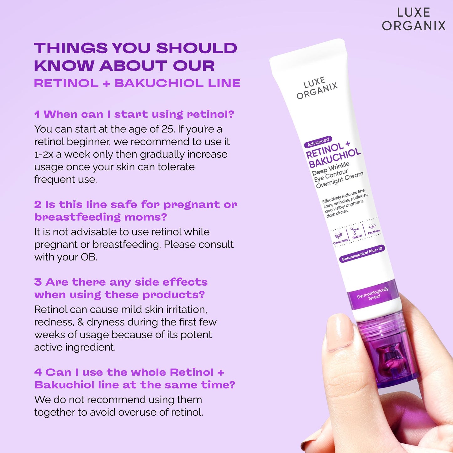Luxe Organix Advanced Retinol + Bakuchiol Deep Wrinkle Eye Contour Overnight Cream | 12g