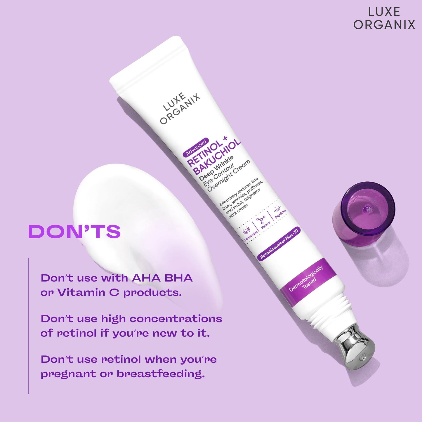 Luxe Organix Advanced Retinol + Bakuchiol Deep Wrinkle Eye Contour Overnight Cream