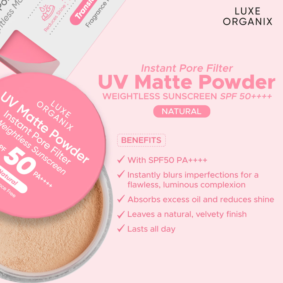 Luxe Organix UV Matte Powder Instant Pore Filter SPF50 PA++++ (Natural) 15g