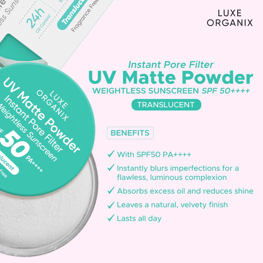 Luxe Organix UV Matte Powder Instant Pore Filter SPF50 PA++++ (Translucent) 15g