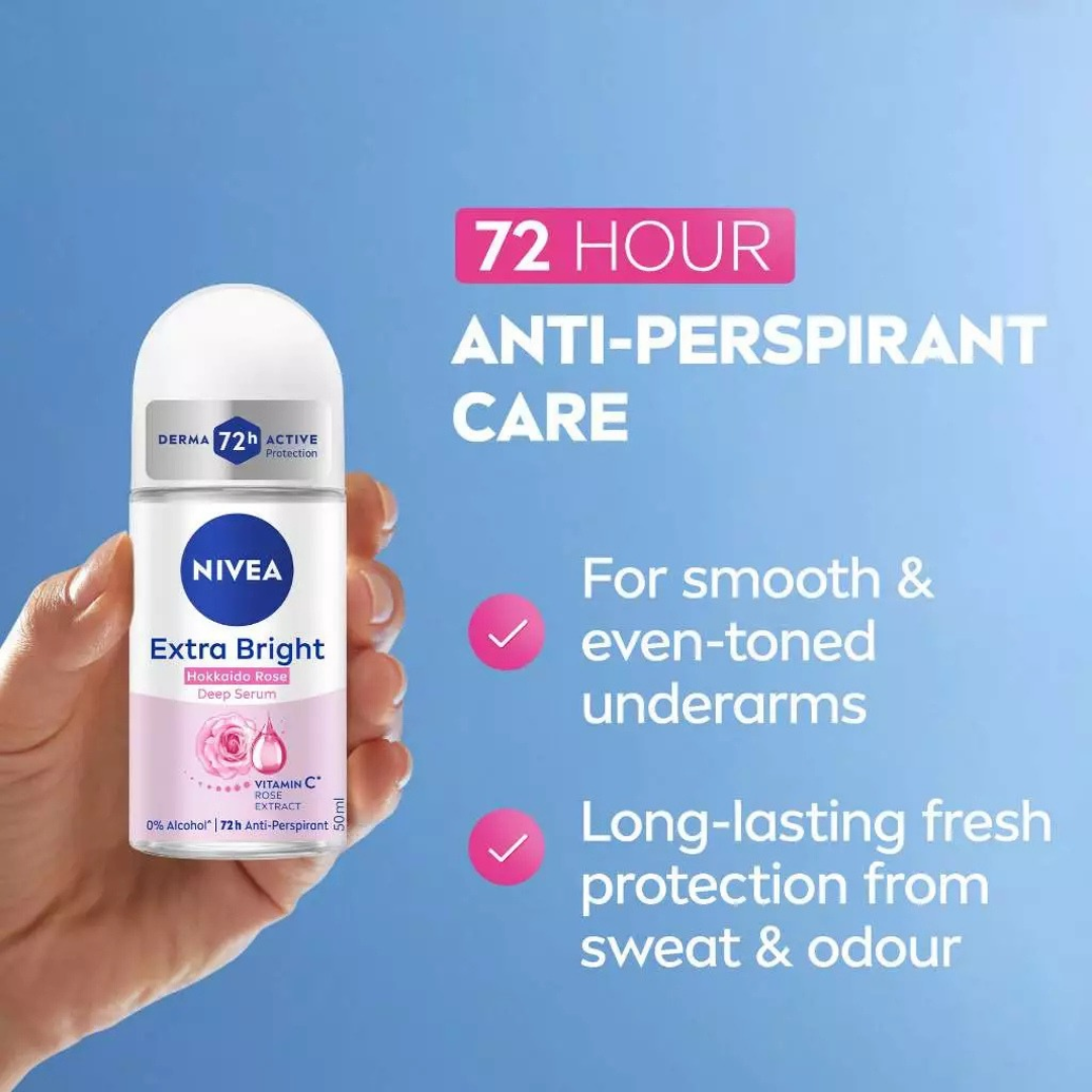 NIVEA Extra Bright Deep Serum Deodorant Roll-on (Hokkaido Rose) 50ml