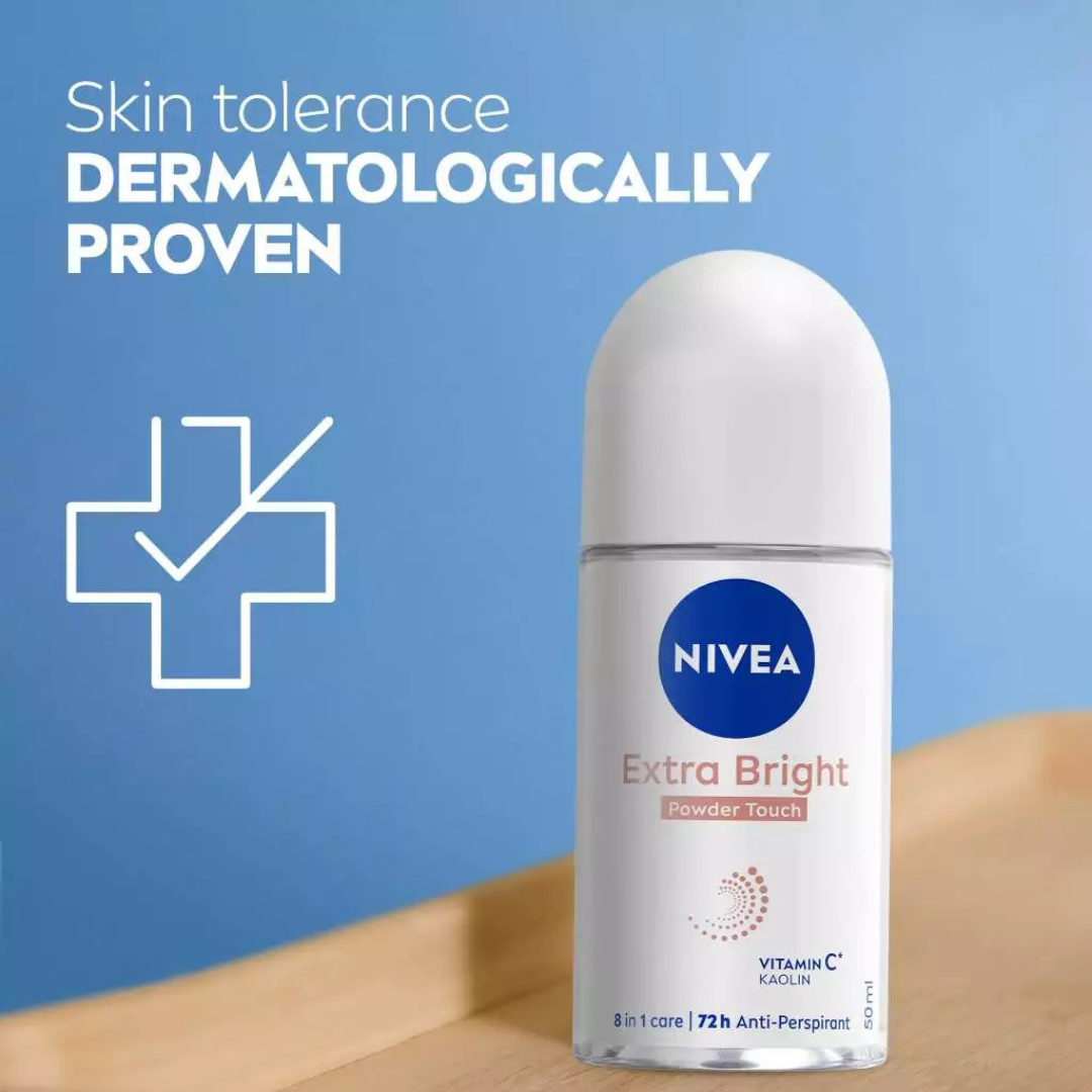 NIVEA Extra Bright Deodorant Roll-on (Powder Touch) 50ml