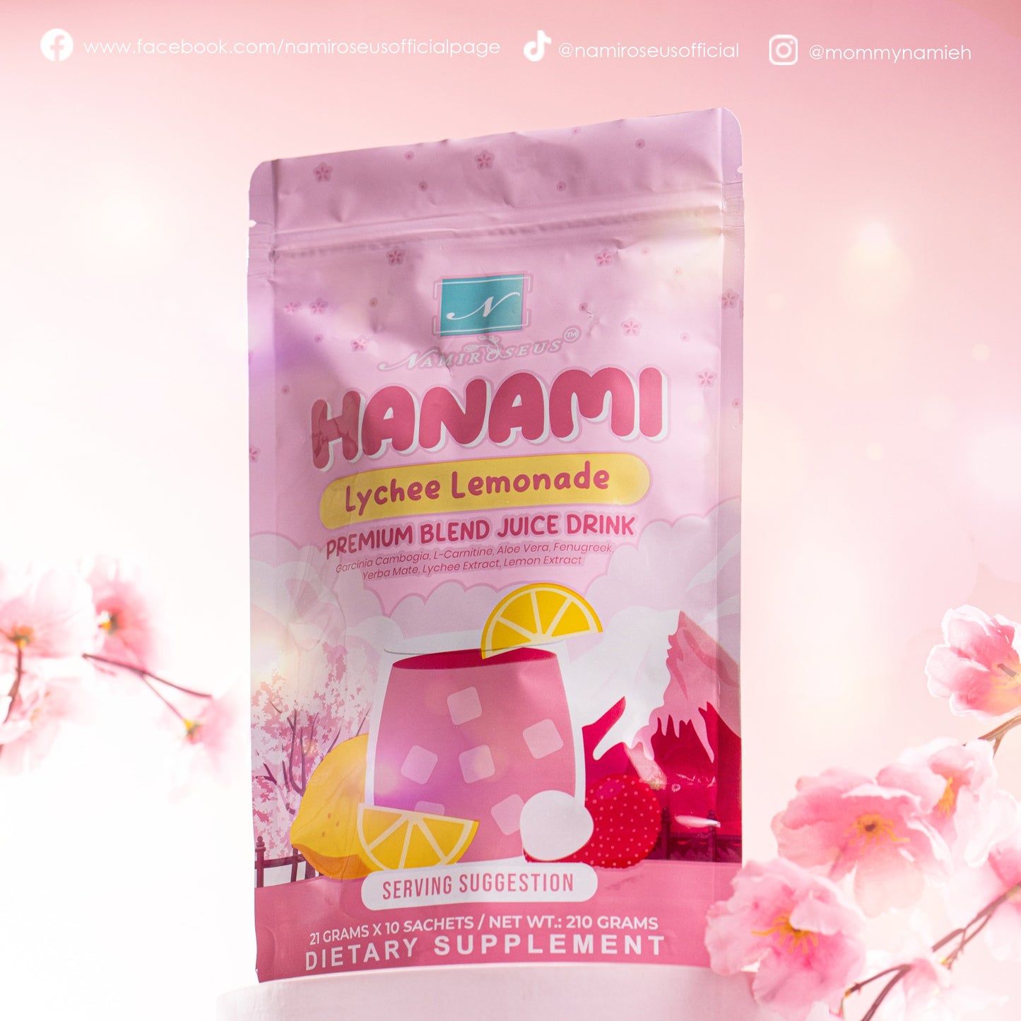 Namiroseus Hanami Lychee Lemonade Premium Blend Juice Drink - Net Wt. 210g