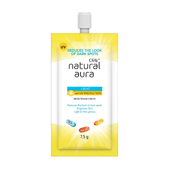 Olay Natural Aura (Light with UV Protection) Brightening Cream | 7.5g Sachet