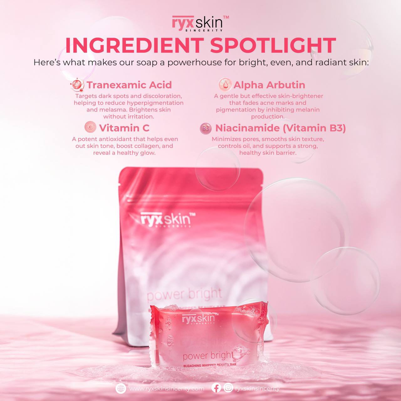 RYXSKIN Power Bright Bleaching Whipped Beauty Bar (5x70g Bars)