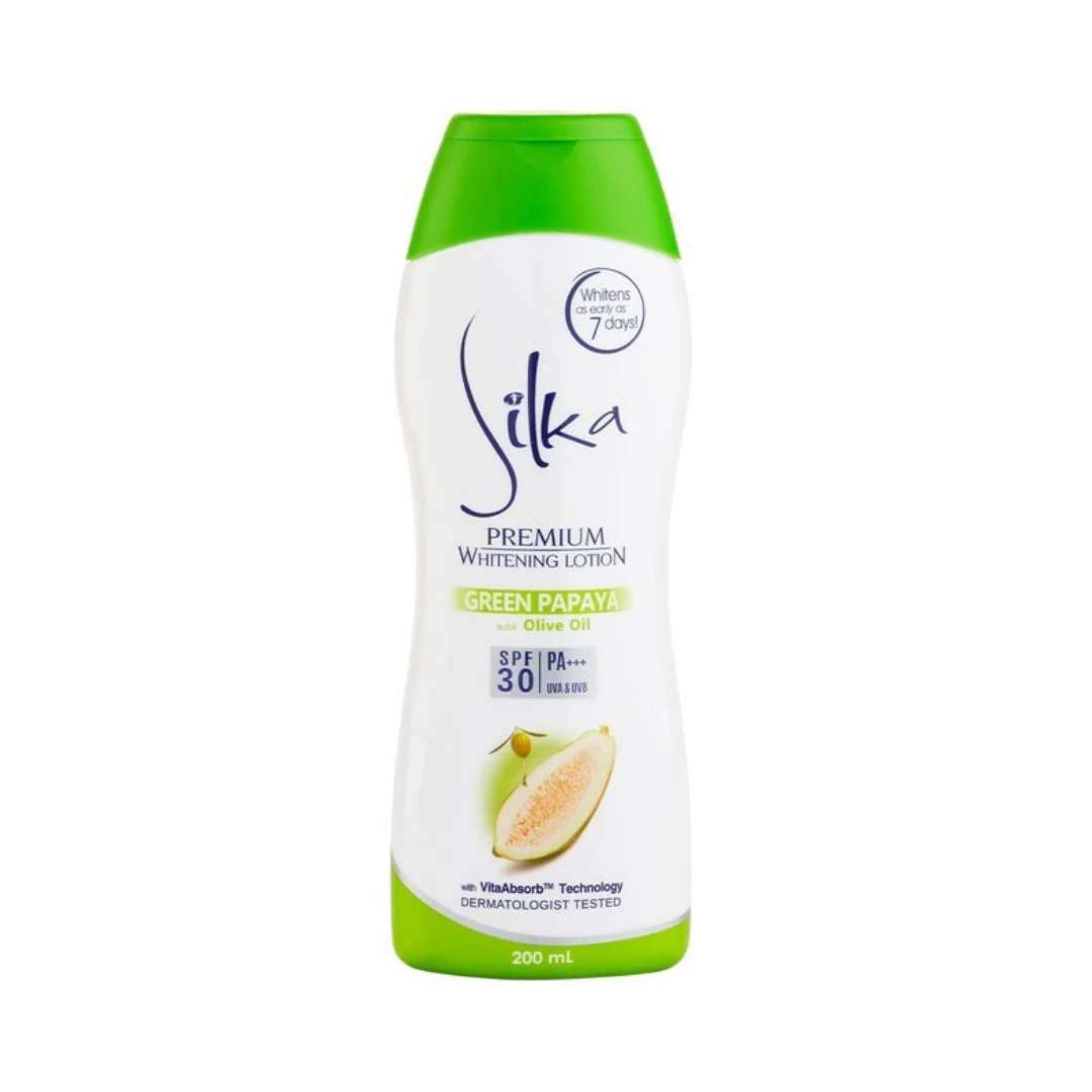 SILKA Premium Whitening Lotion SPF30 PA+++ (Green Papaya with Olive Oil) 200ml