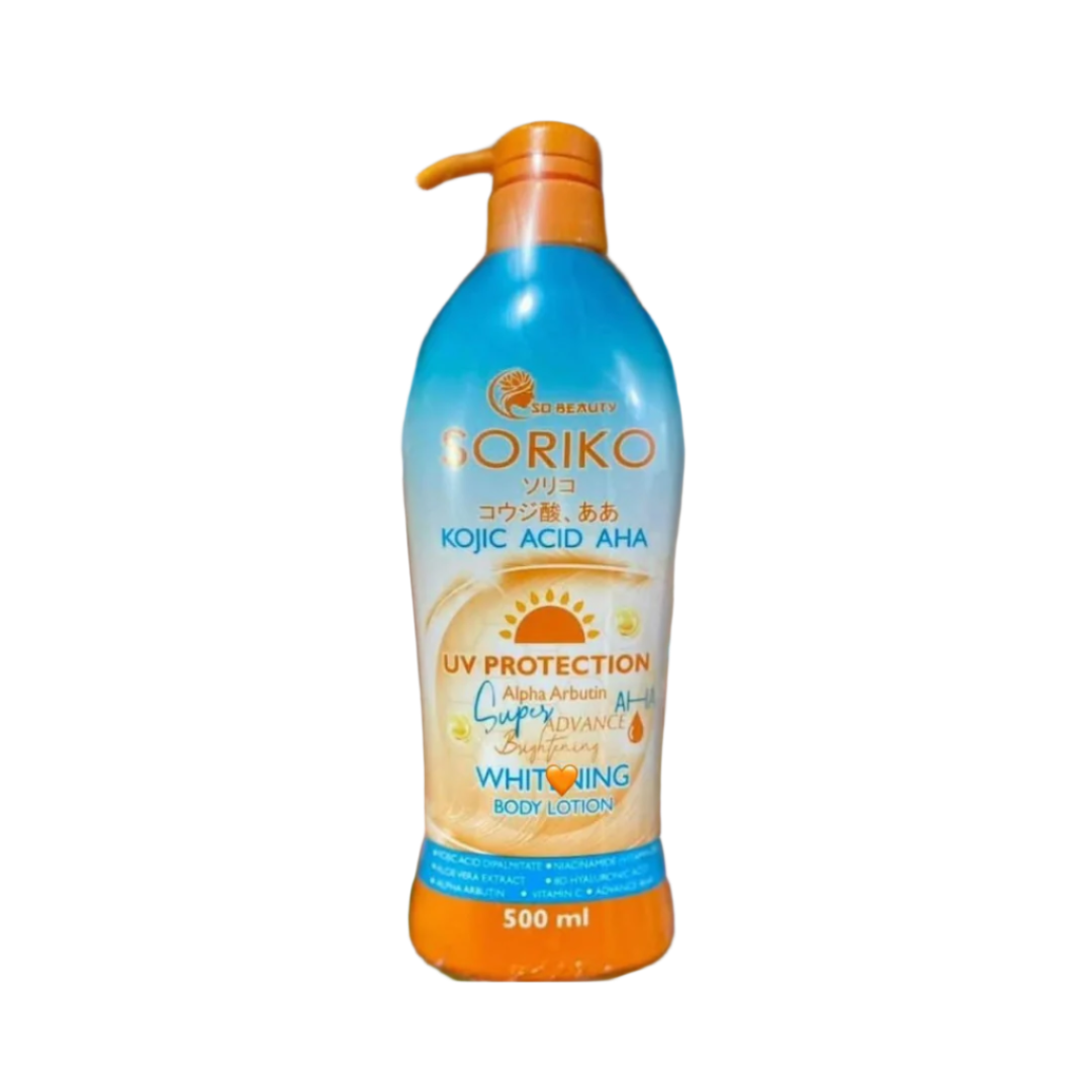 SORIKO Kojic Acid AHA UV Protection (Alpha Arbutin Advance Whitening) Body Lotion 500ml