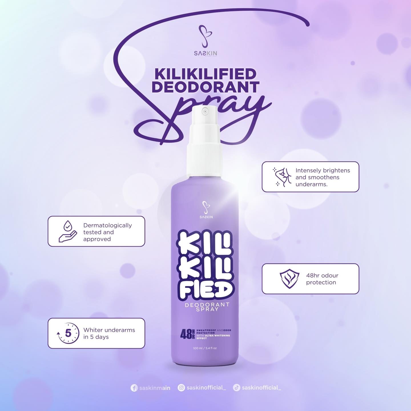 Saskin Kilikilified Deodorant Spray 100ml