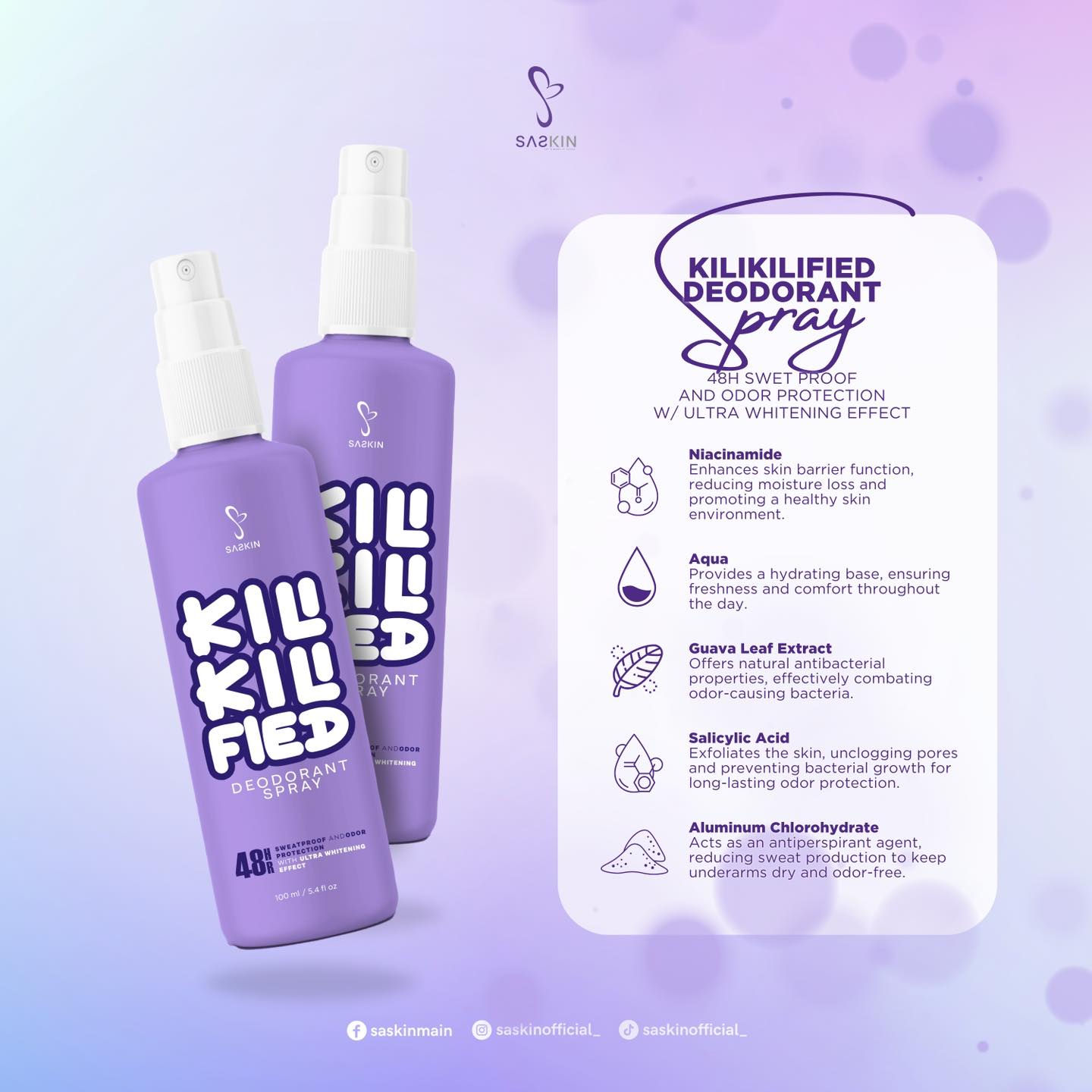 Saskin Kilikilified Deodorant Spray 100ml