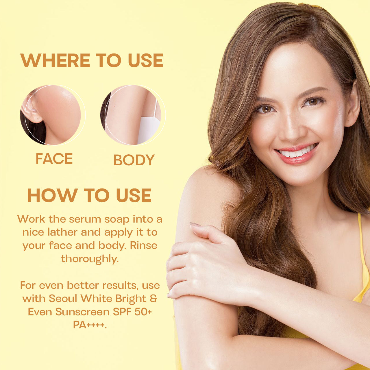 Seoul White Korea Bright Perfect (VITAMIN C+E, GLYCOLIC ACID, AHA+BHA) Serum Soap 90g