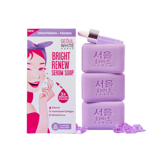 Seoul White Korea Bright Renew (RETINOL, GLUTATHIONE, COLLAGEN) Serum Soap 90g x 3 Pack